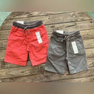 Two pairs of pull on cargo shorts Sonoma new with tags NWT boys 5 rust & grey